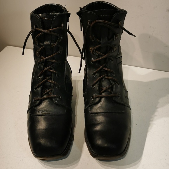 ANFIBIO Women's Brown Leather Lace up Zipper on the side Boots - Picture 2 of 10